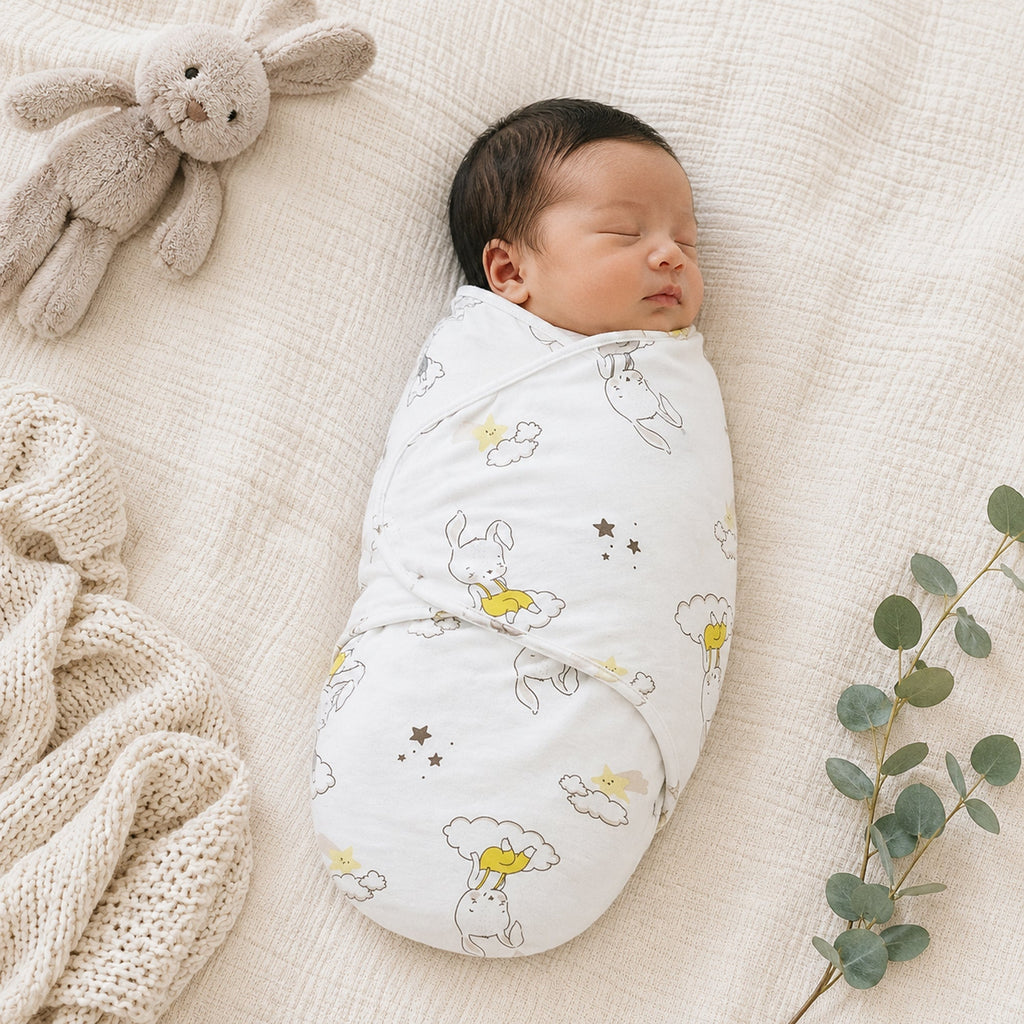 Callowesse Newborn Baby Swaddle 0-3 Months 0.5 TOG - Bunny Dreams - Swaddle