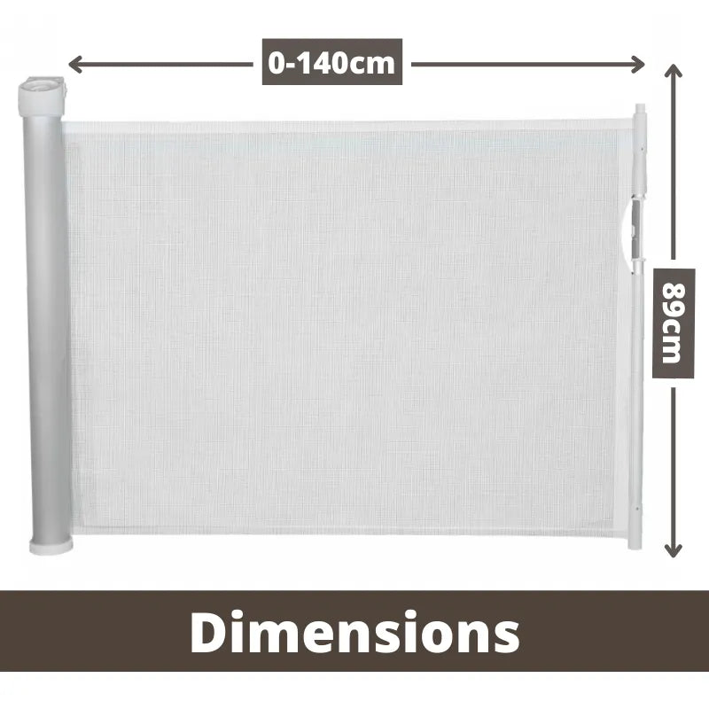Callowesse Omni-Directional Retractable Stair Safety Gate 0-130cm – White & Silver - Baby Gate