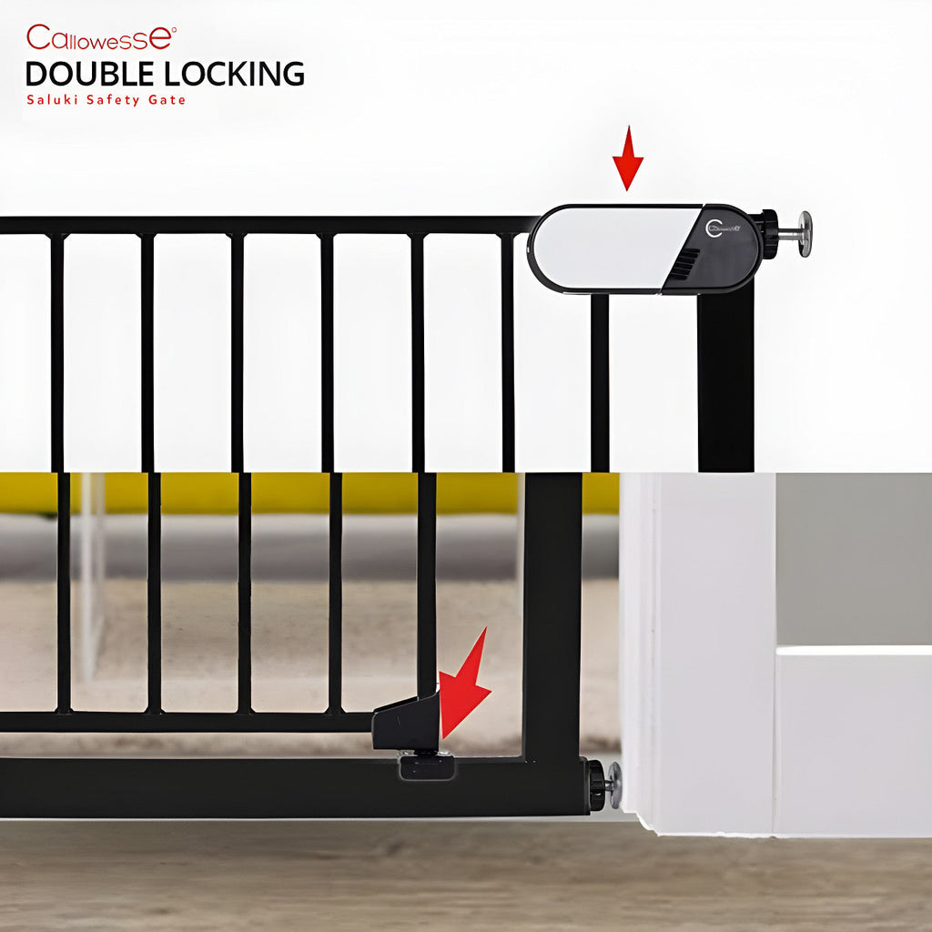 Callowesse Saluki Tall & Narrow Pressure Fit Child & Pet Safety Gate 65-70cm x H96cm - Black