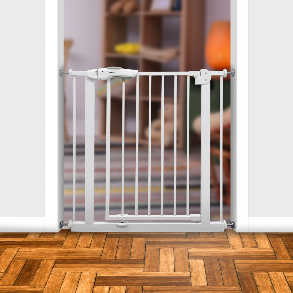 Callowesse Shiba Easy Close Baby & Toddler Pressure Fit Door & Stair Safety Gate | 75-85cm x H78cm - White - Baby Gate