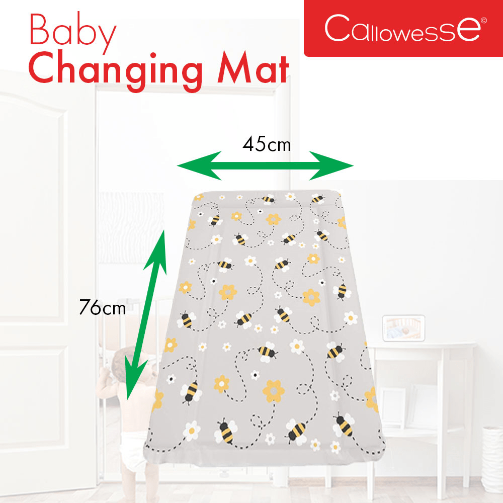 Callowesse Soft Foam Baby Changing Mat - Grey Bee - Changing Mat
