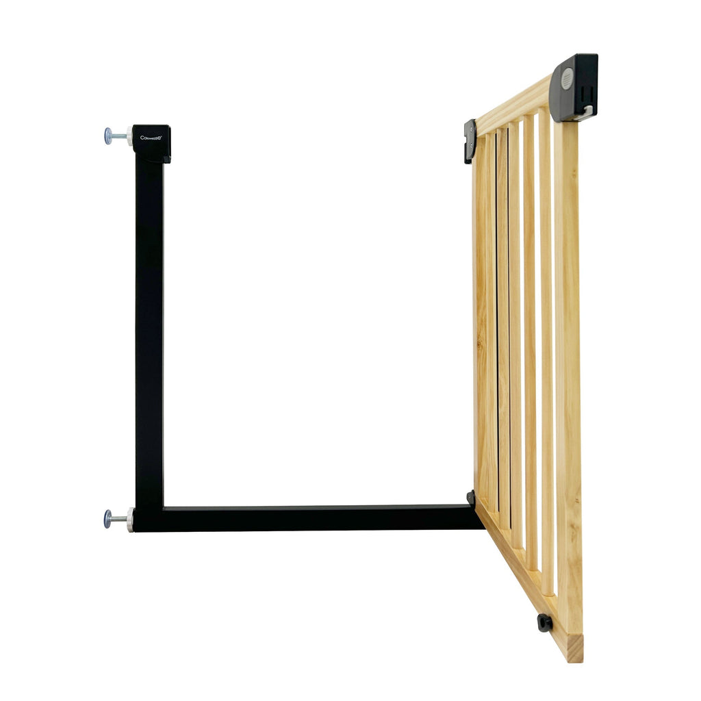 Callowesse Wood & Metal Pressure Fit Baby & Toddler Door & Stair Safety Gate | 76-83cm x H77cm - Black - Baby Gate