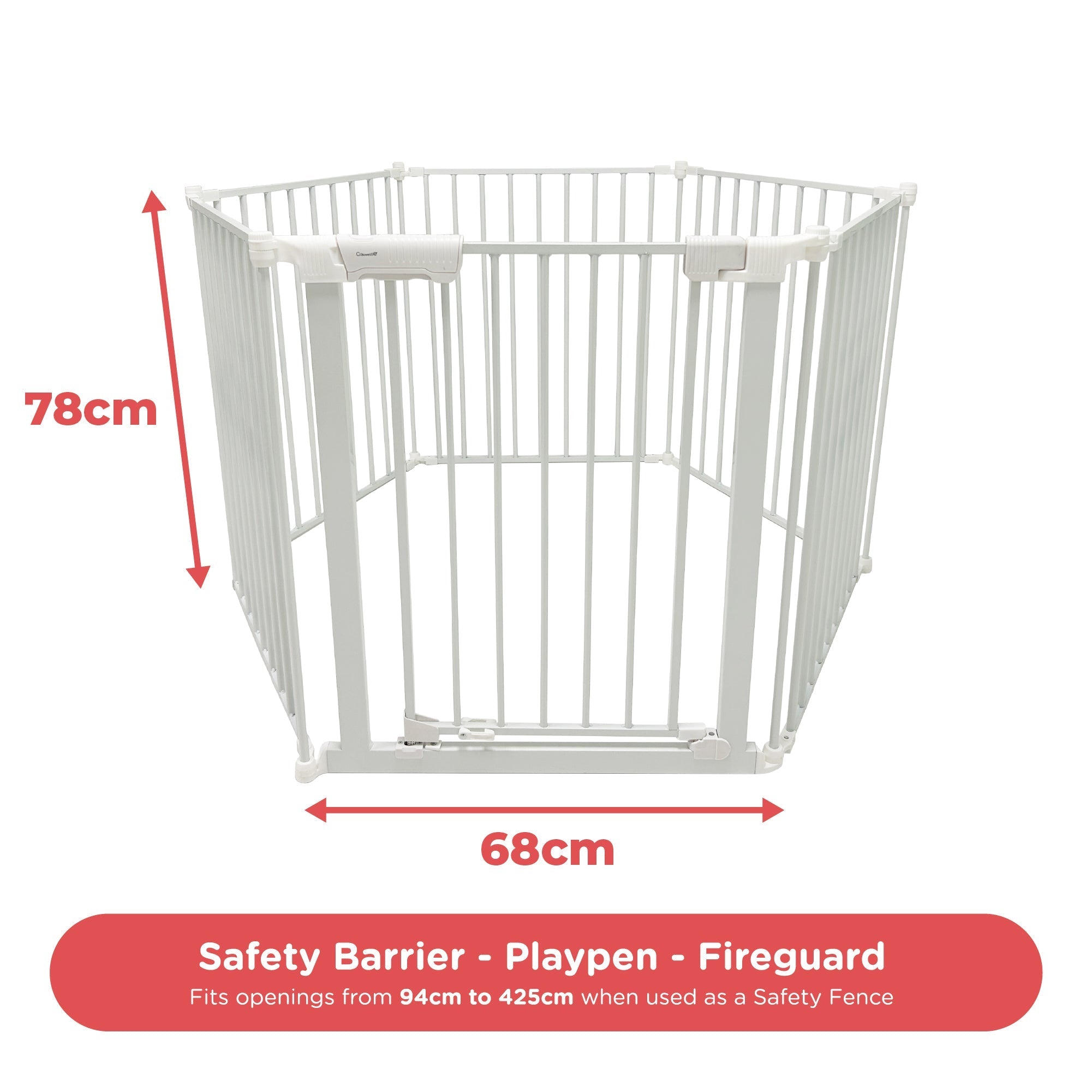 Callowesse XL Extendable Hexagonal Playpen Fireguard and Room Divider - White - Playpen