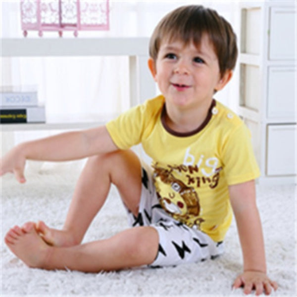 Cartoon Clothing Baby Boy Summer Clothes T-shirt Baby Girl Casual Clothing Sets - Lion / 90cm