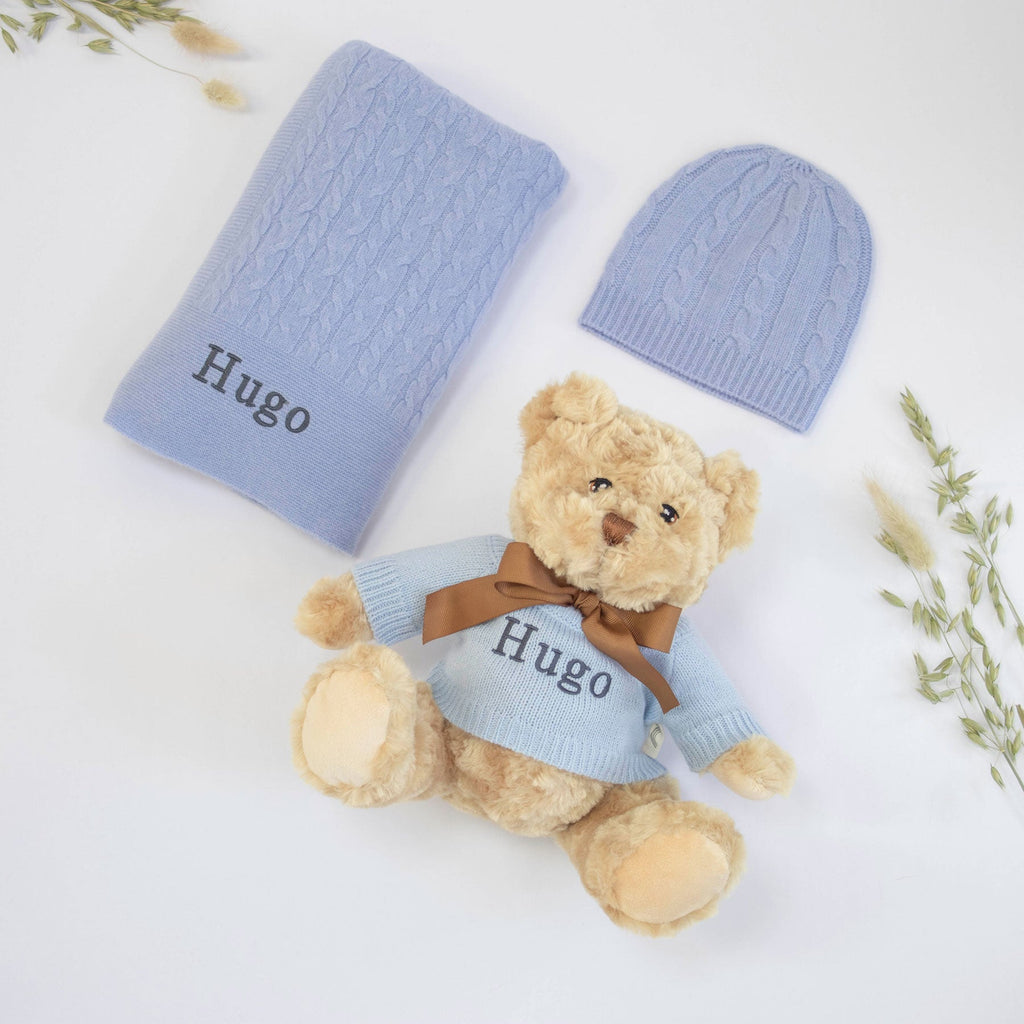 Cashmere and Teddy Gift Set - Cornflower Blue - Cornflower blue - Baby