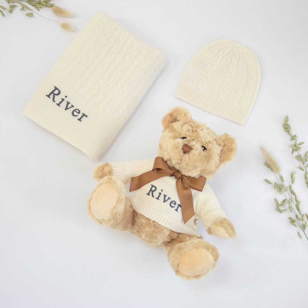 Cashmere and Teddy Gift Set - Ivory - Ivory - Baby & Toddler