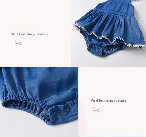 Denim Romper With Hat Sleeveless For Baby Girls