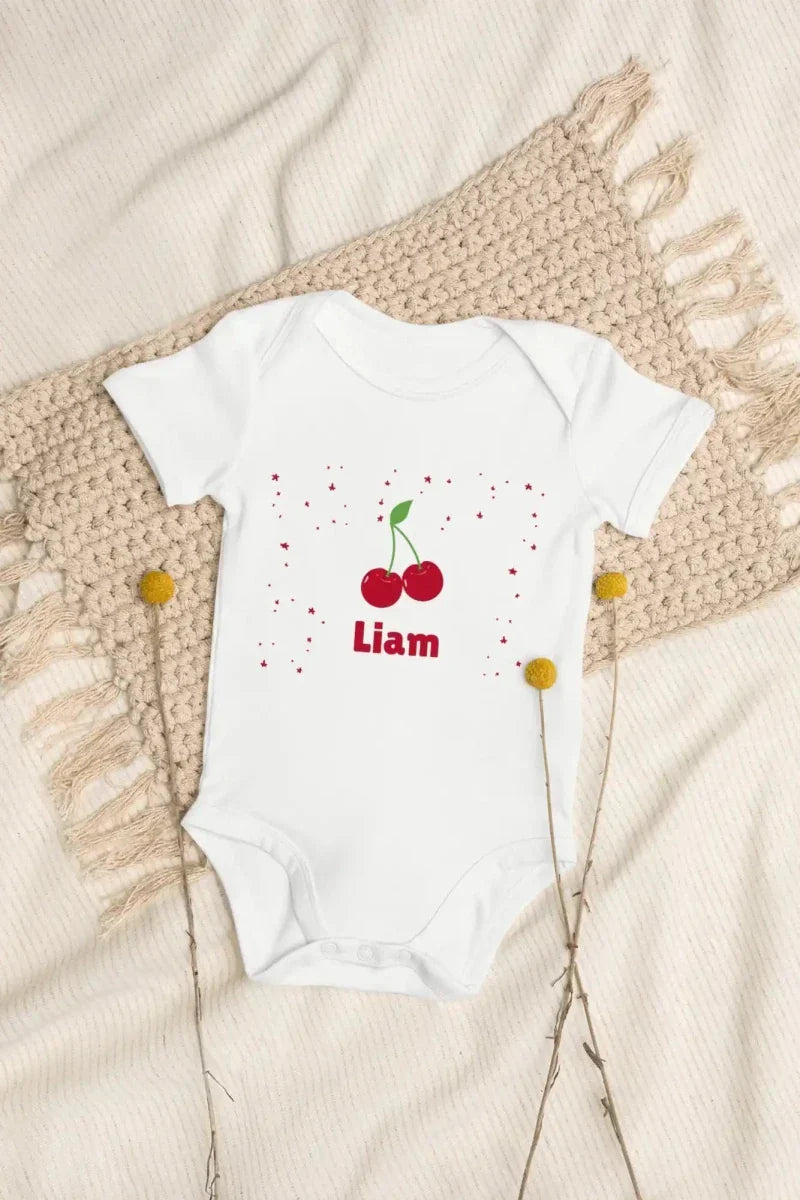 Cherry Personalised Bodysuit in White - Bodysuits