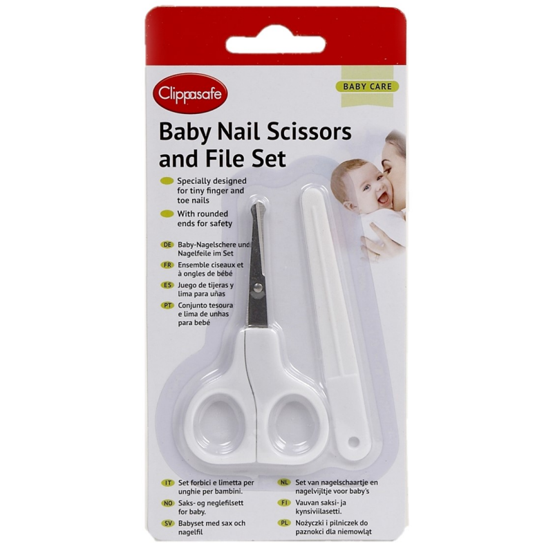 Clippasafe Baby Nail Scissors and File Set - White - Clipper / File