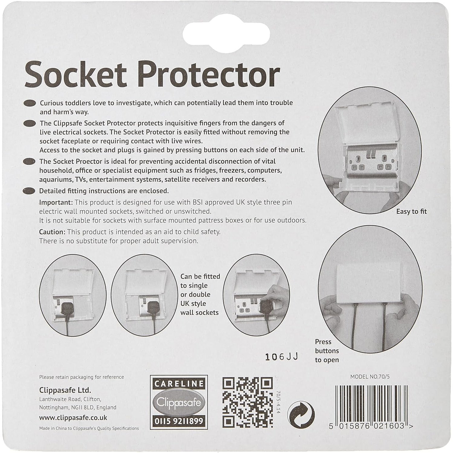 Clippasafe Double Electric Socket Cover - White