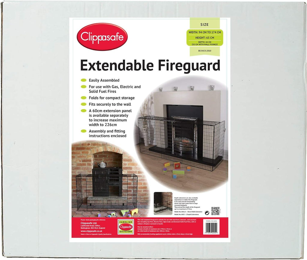 Clippasafe Extendable Fireguard - Black - Fire Guard