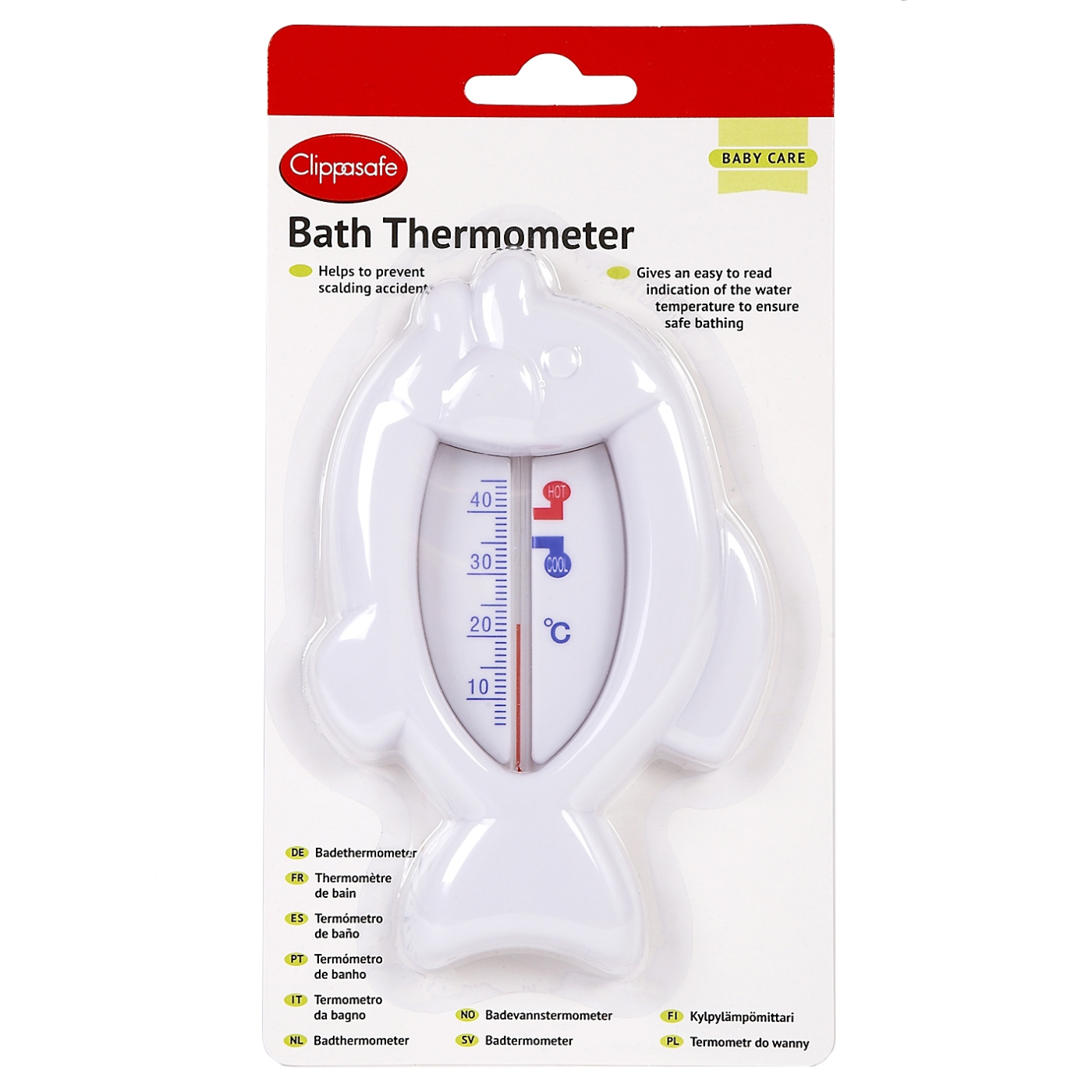 Clippasafe Fish Bath Thermometer – White - Bath Thermometer