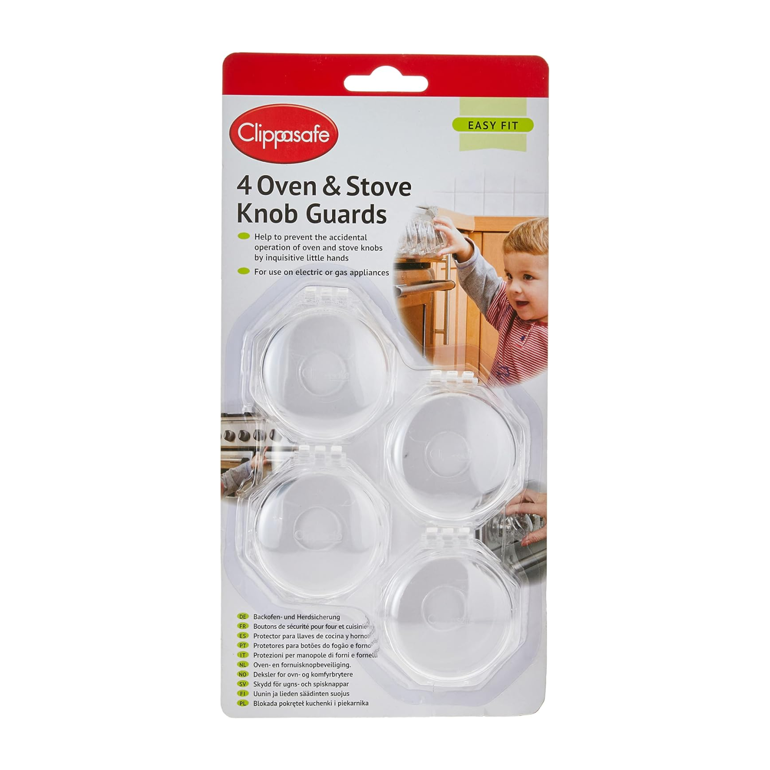 Clippasafe Oven & Stove Knob Guards – 4 Pack - Appliance Lock / Strap