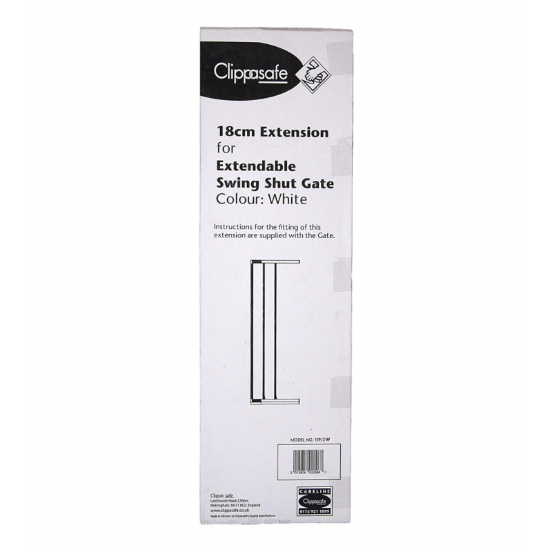 Clippasafe Swing Shut Gate 18cm Extension – White - Baby Gate Extension