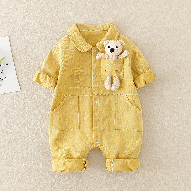 Clothes For Babies Autumn Clothes Newborn Denim Jumpsuit - Yellow / 66cm - Baby Clothing