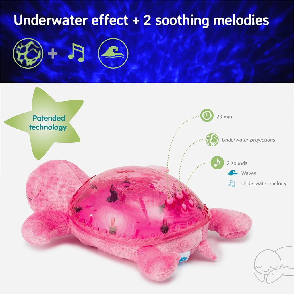 Cloud B Tranquil Turtle Rechargeable Projector Nightlight with White Noise Soothing Sounds - Pink - Night Light