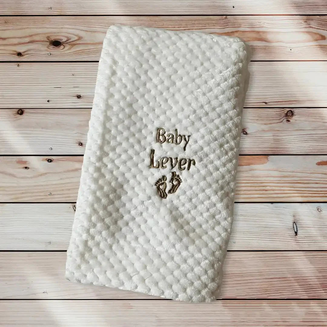 Cocole (White) Personalised Microfibre Soft Baby Blanket - Blankets