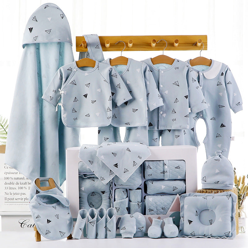 Baby Gift Box Set Cotton Newborn Clothes - Blue / 22piece set / One size