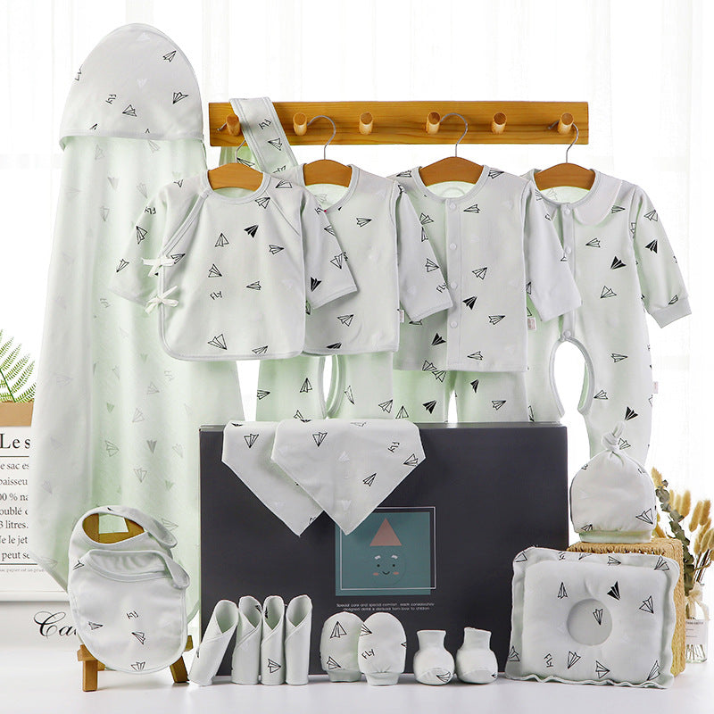 Baby Gift Box Set Cotton Newborn Clothes - Green / 18piece set / One size