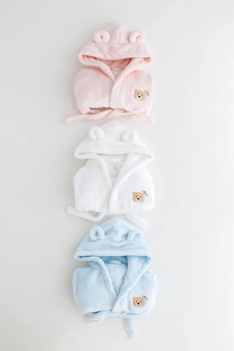 COZY Bear Hooded Dressing Gown Bear Ears - Blue - Dressing Gown