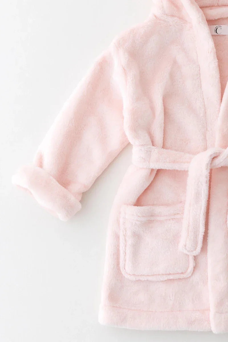 COZY Bear Hooded Dressing Gown Bear Ears - Pink - Dressing Gown