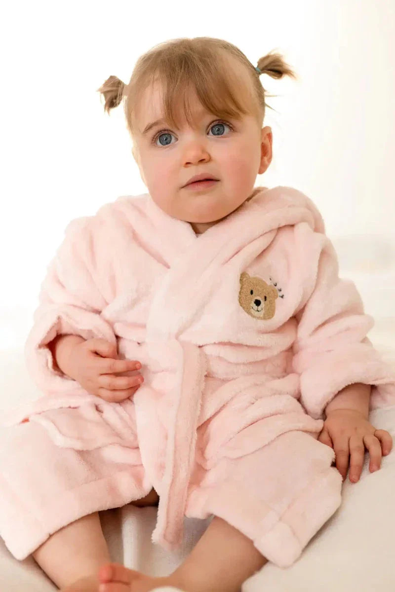 COZY Bear Hooded Dressing Gown Bear Ears - Pink - Dressing Gown