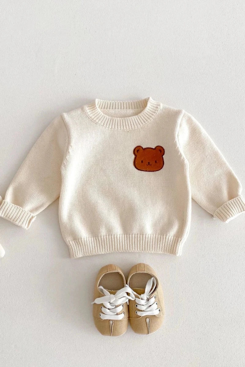 COZY Bear Knit Sweater Creme Jumper - Jumpers