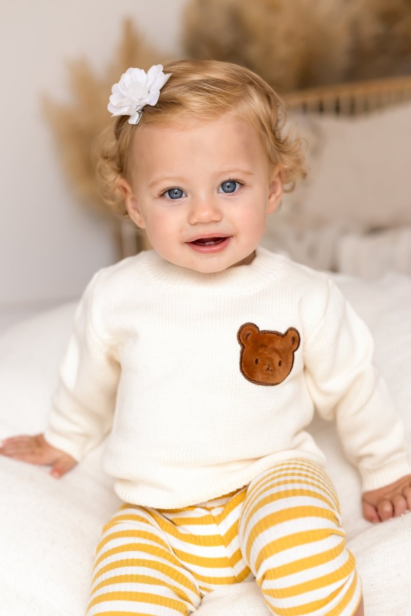 COZY Bear Knit Sweater Creme Jumper - Jumpers