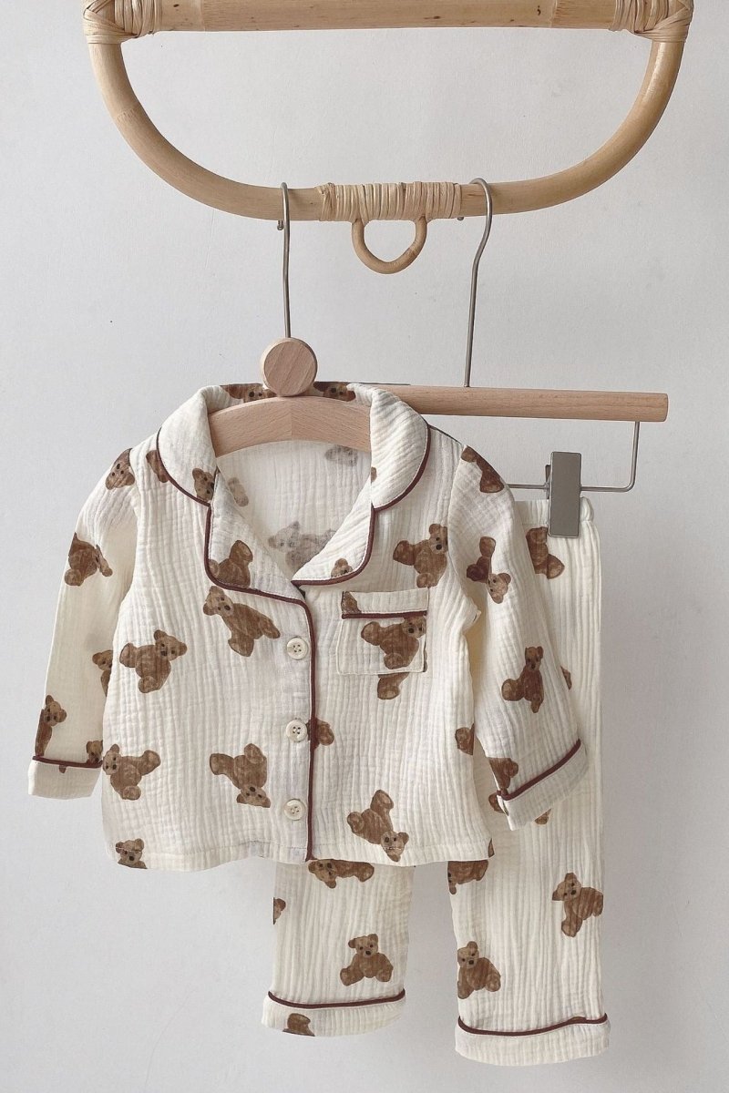 Cozy Bear Pyjamas - PJ Set 100% Cotton - Pyjamas
