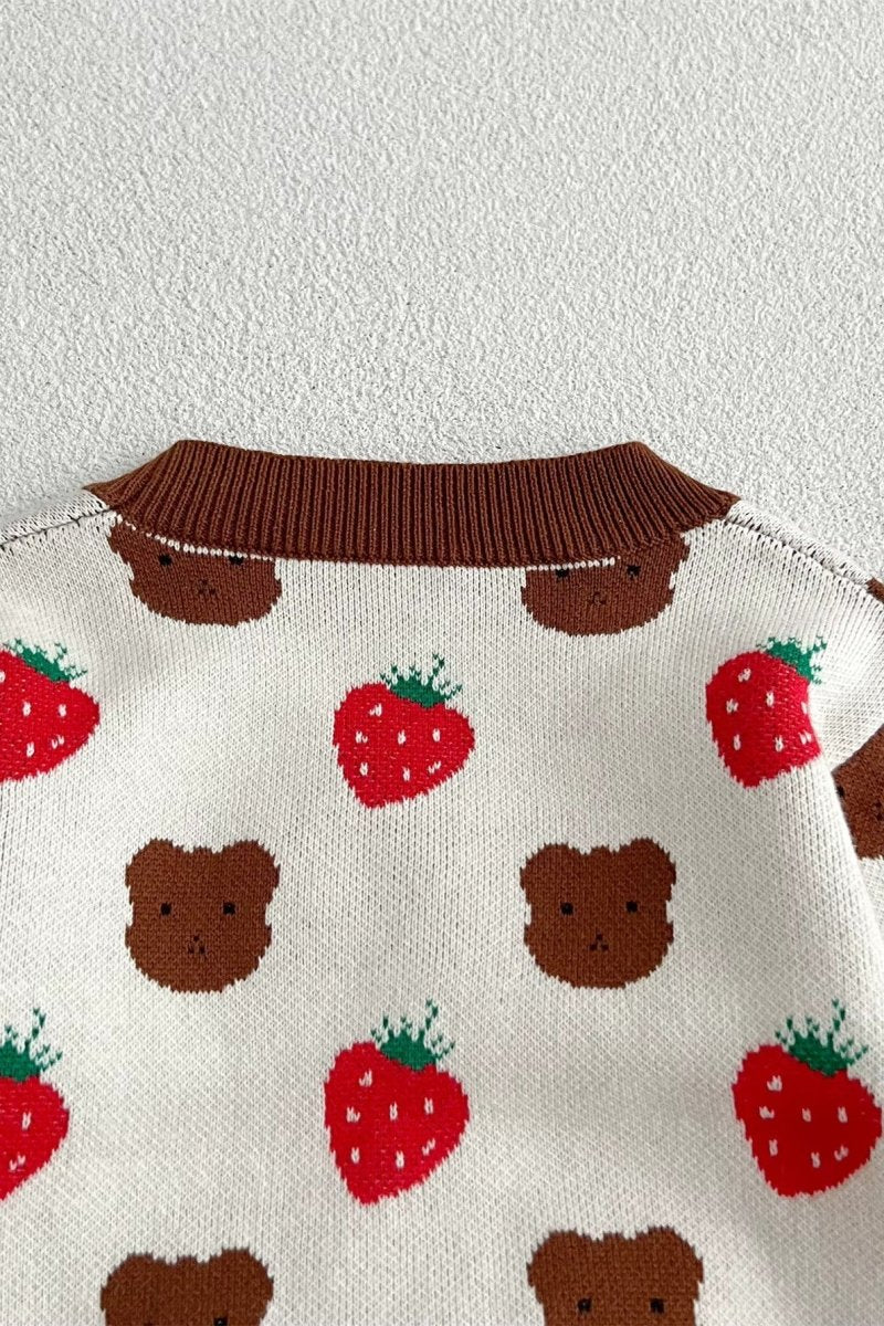 COZY Bear & Strawberry Cardigan - Jumpers