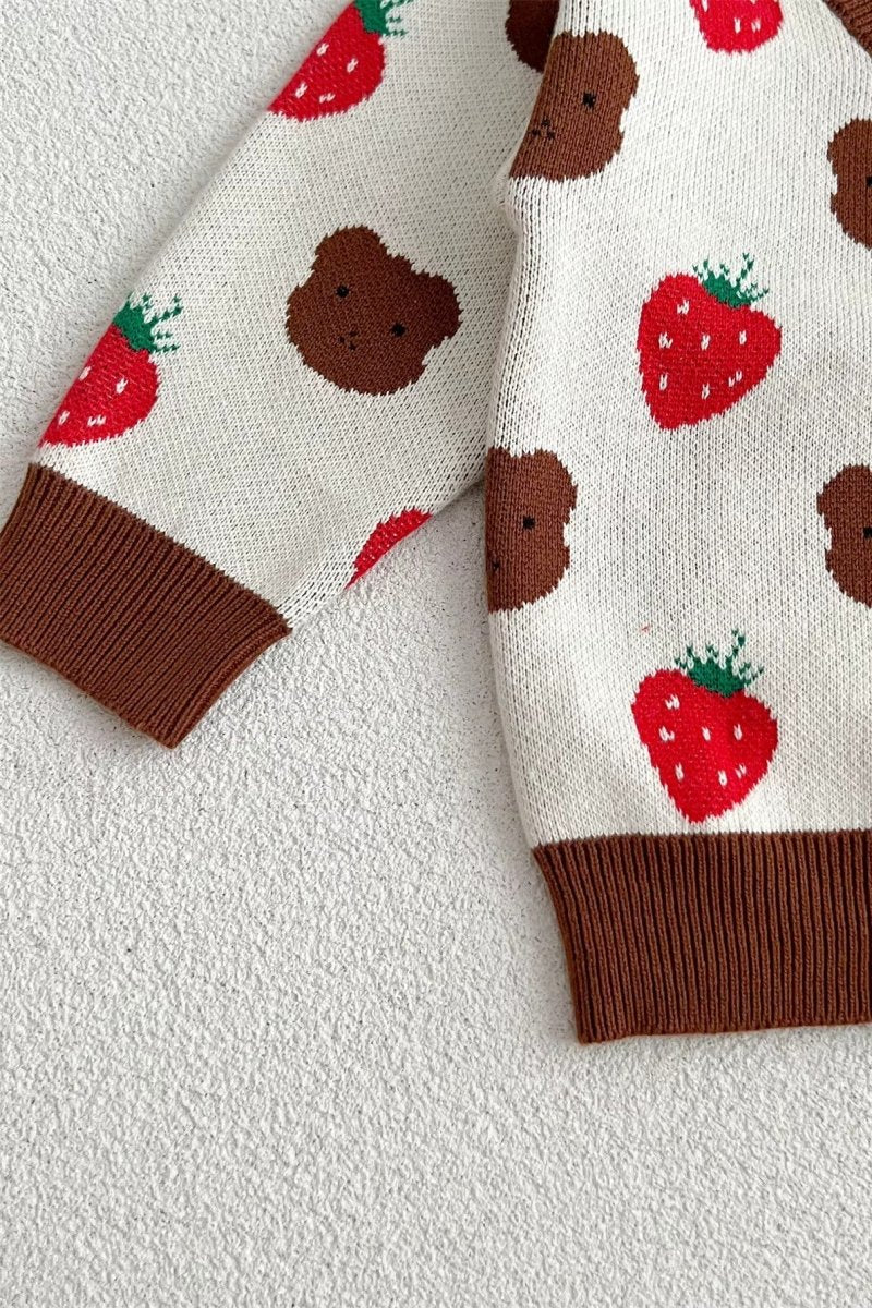 COZY Bear & Strawberry Cardigan - Jumpers