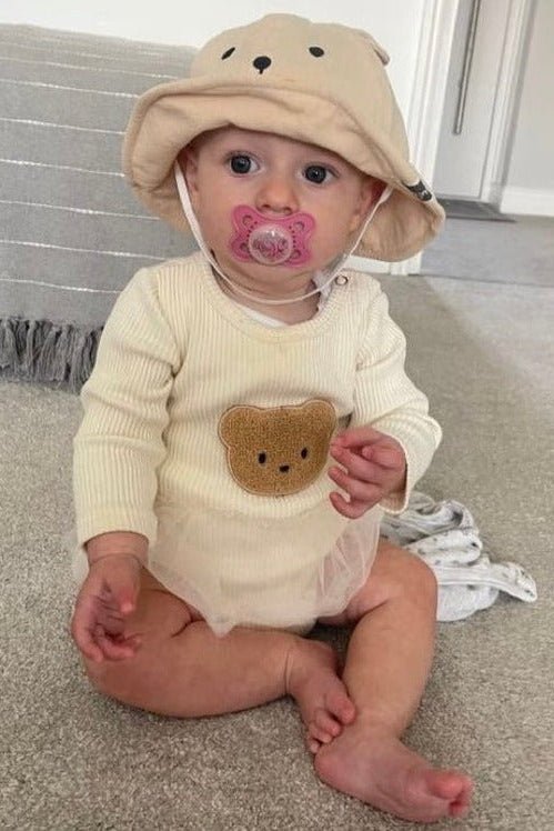 Cozy Bear Tutu Bodysuit in Creme - Bodysuits