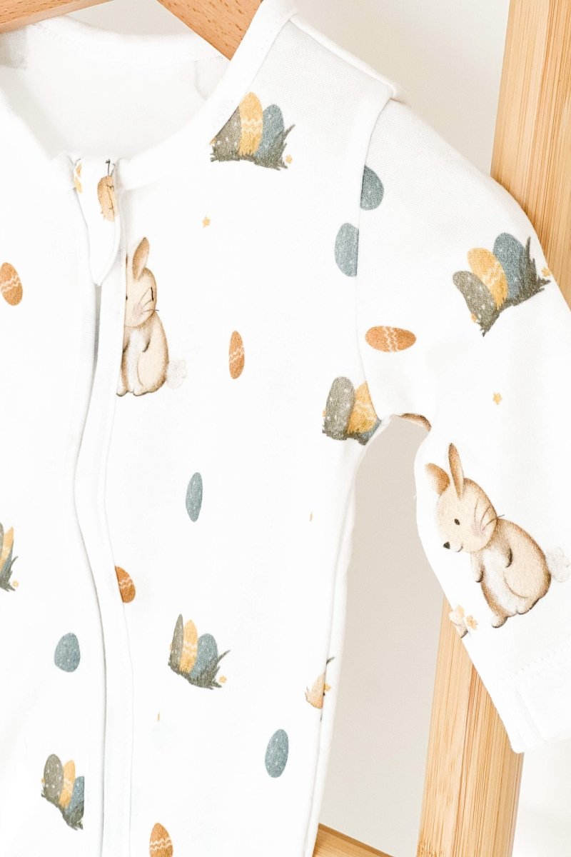 Cozy Easter Bunny Bamboo & Organic Cotton Zip Sleepsuit One Piece - Sleepsuits