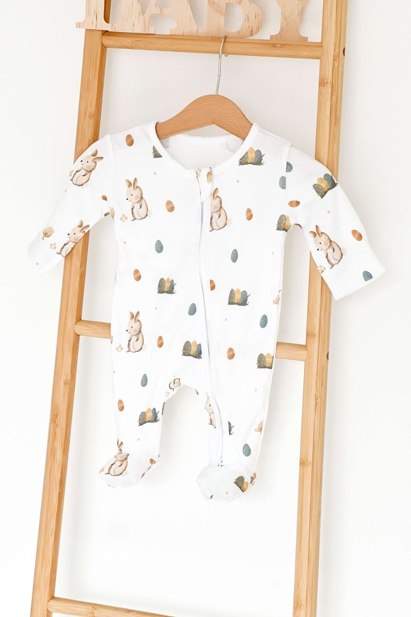 Cozy Easter Bunny Bamboo & Organic Cotton Zip Sleepsuit One Piece - Sleepsuits