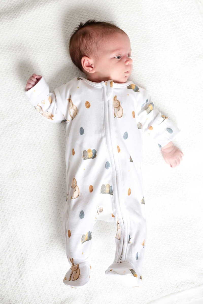 Cozy Easter Bunny Bamboo & Organic Cotton Zip Sleepsuit One Piece - Sleepsuits