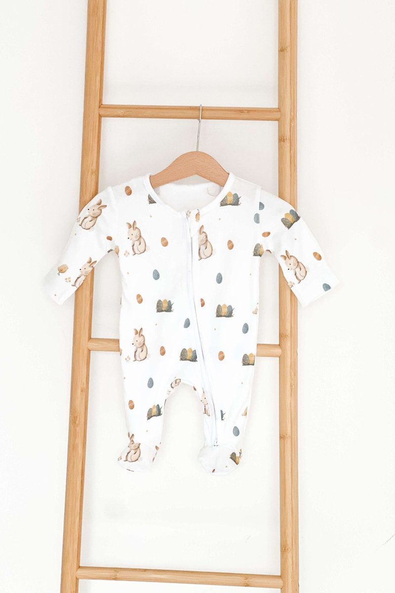 Cozy Easter Bunny Bamboo & Organic Cotton Zip Sleepsuit One Piece - Sleepsuits