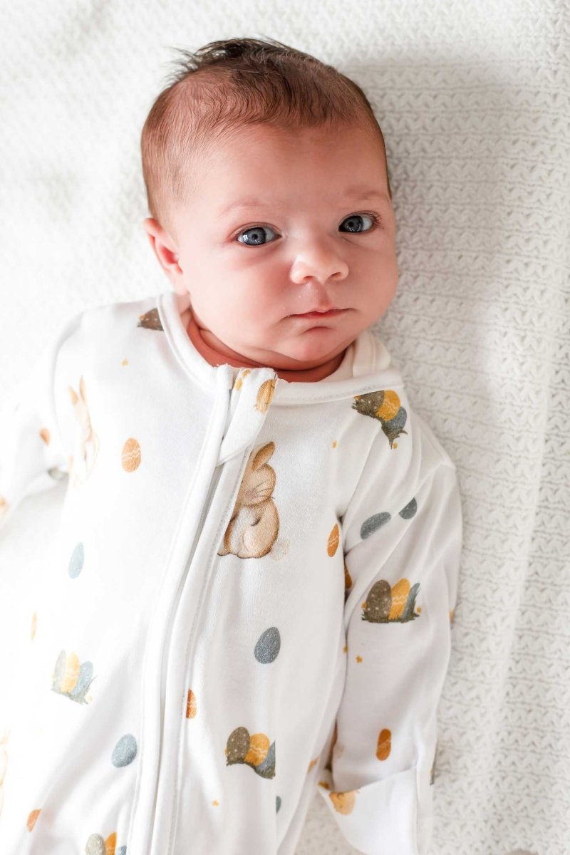 Cozy Easter Bunny Bamboo & Organic Cotton Zip Sleepsuit One Piece - Sleepsuits