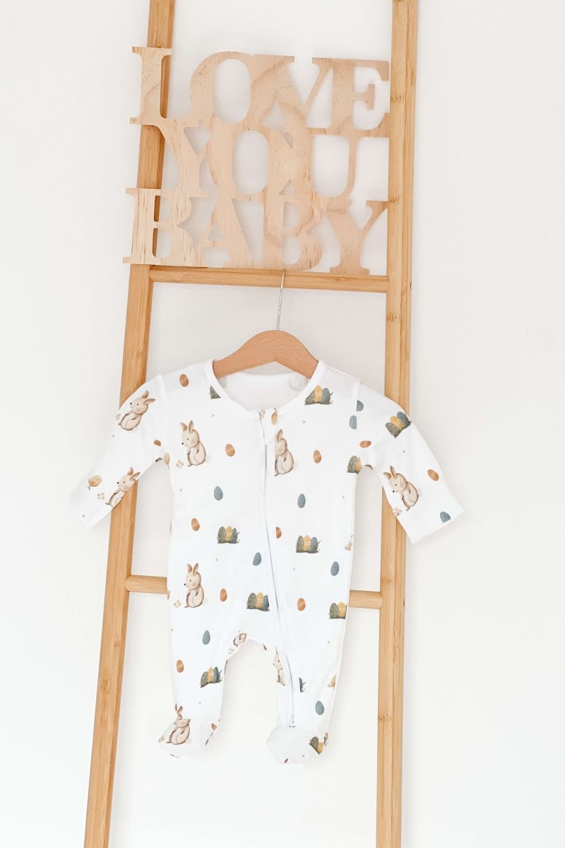 Cozy Easter Bunny Bamboo & Organic Cotton Zip Sleepsuit One Piece - Sleepsuits