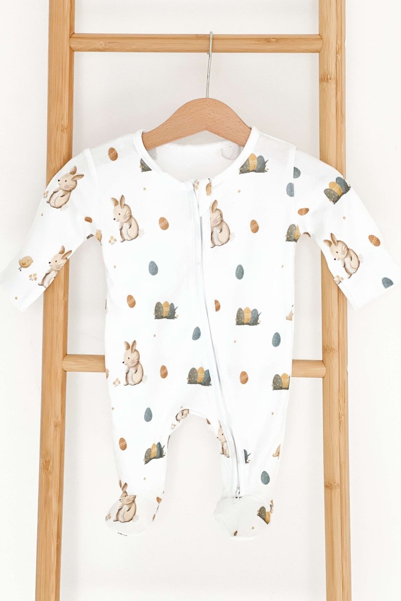 Cozy Easter Bunny Bamboo & Organic Cotton Zip Sleepsuit One Piece - Sleepsuits