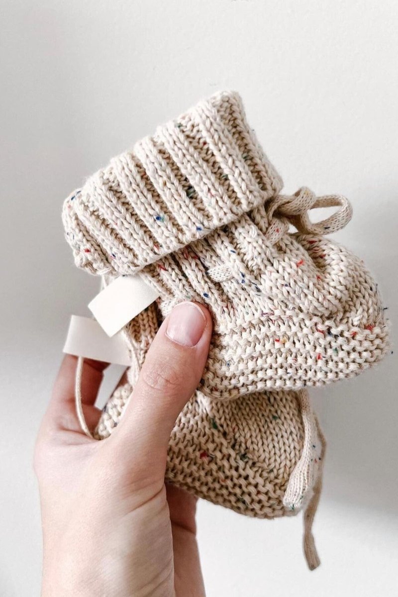 COZY Speckle Knit Booties 100% Cotton - Baby Booties