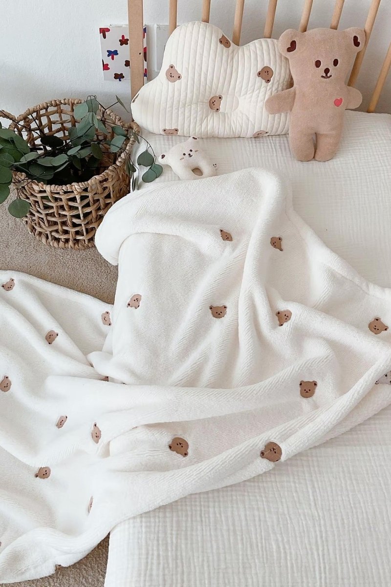 COZY Ultimate Personalised Microfibre Soft Baby Blanket l Bear & Bunny - Bear - Blankets