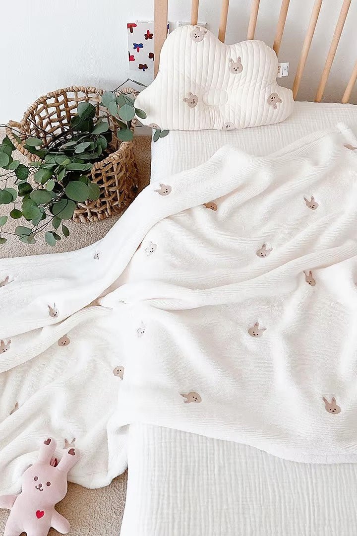 COZY Ultimate Personalised Microfibre Soft Baby Blanket l Bear & Bunny - Bunny - Blankets