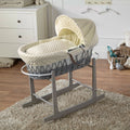 Cream Dimple Grey Wicker Baby Moses Basket With Stand-0