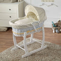 Cream Dimple White Wicker Baby Moses Basket With Stand-0