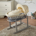 Cream Waffle Grey Wicker Baby Moses Basket With Stand-0