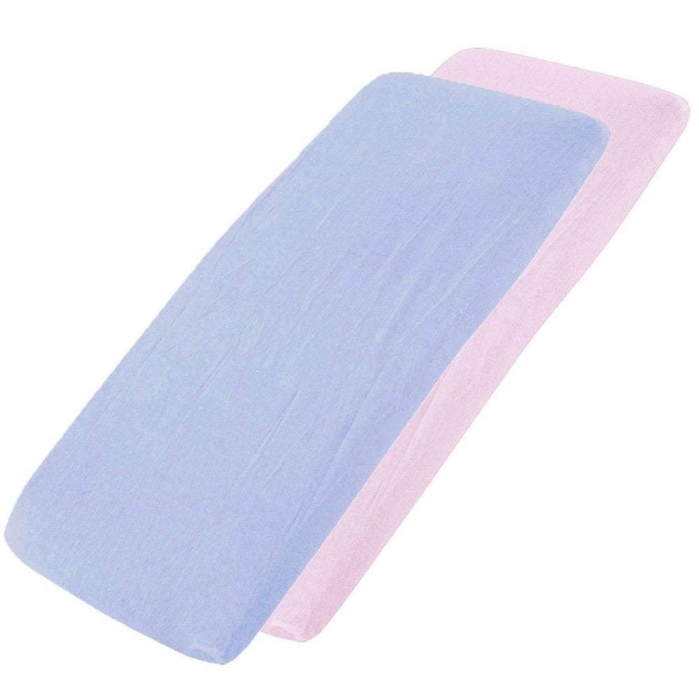 Crib Jersey Fitted Sheets 100% Cotton 40x90cm - Pack Of 2 - Fits All Models - Crib Fitted Sheets