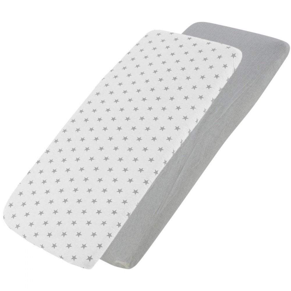 Crib Jersey Fitted Sheets 100% Cotton 40x90cm - Pack Of 2 - Fits All Models - Crib Fitted Sheets