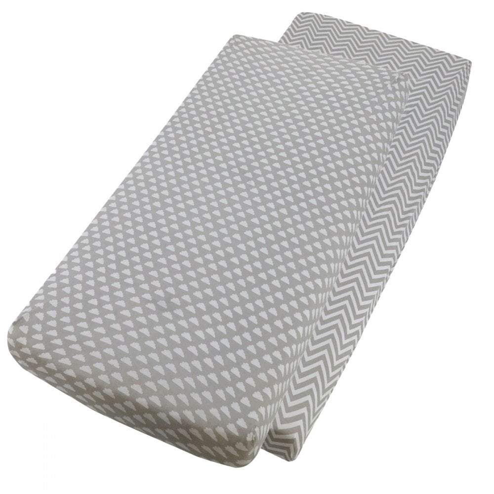 Crib Jersey Fitted Sheets 100% Cotton 40x90cm - Pack Of 2 - Fits All Models - Crib Fitted Sheets