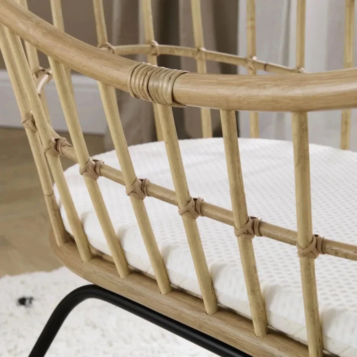 CuddleCo Aria Wave Crib - Rattan - Convertible Baby Cots