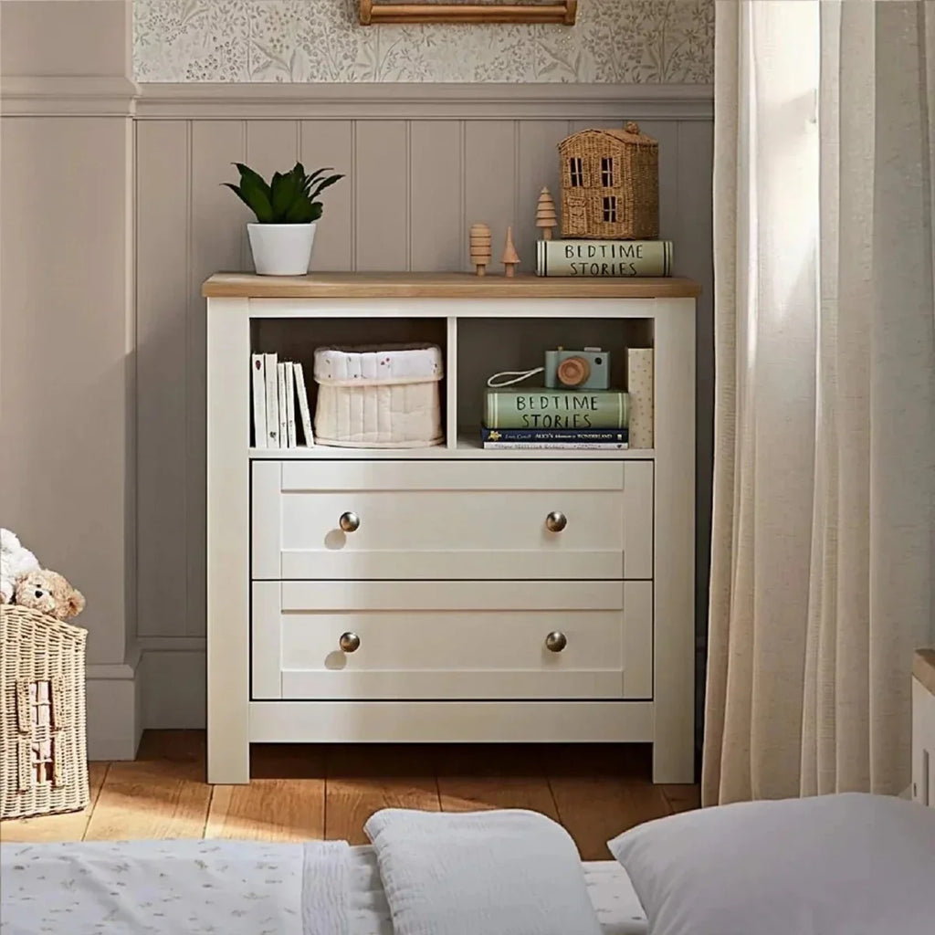 CuddleCo Burford Dresser Changer - White/Oak - White/Oak - Chests of Drawers